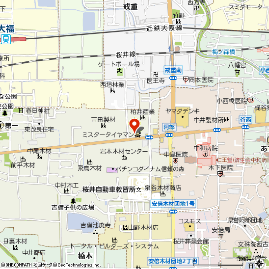 ミスタータイヤマン桜井付近の地図